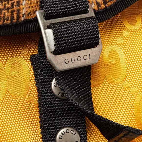 Gucci Red/Yellow/Grey GG Econyl Nylon Off The Grid Backpack Bag - Picture 11 of 12